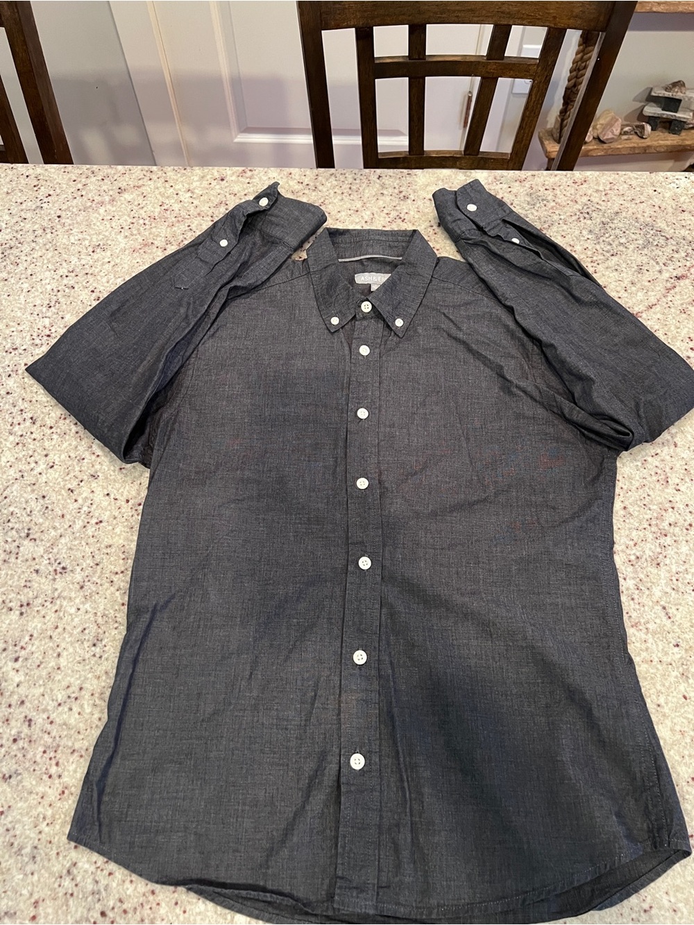 Ash & Erie Shirt Mens Small Gray Slim Fit Woven Button Up Long Sleeve Casual